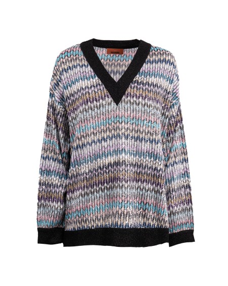 Shop MISSONI  Pull: Missoni pullover scollo a V motivo zigzag.
Maniche lunghe.
Scollo a V.
Polsini a costine.
Composizione: 40% viscosa, 27% poliammide.
Made in Tunisia.. DS24WN0K BC004M-SM9EL